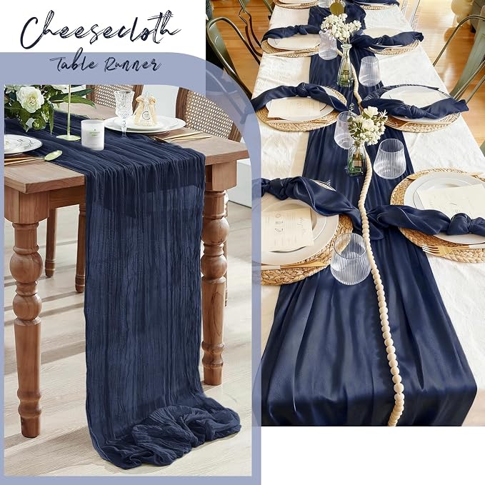 6 Pack Navy Blue Cheesecloth Table Runner, 17 x 108 Inch, Gauze Cheese Cloth - Image 7