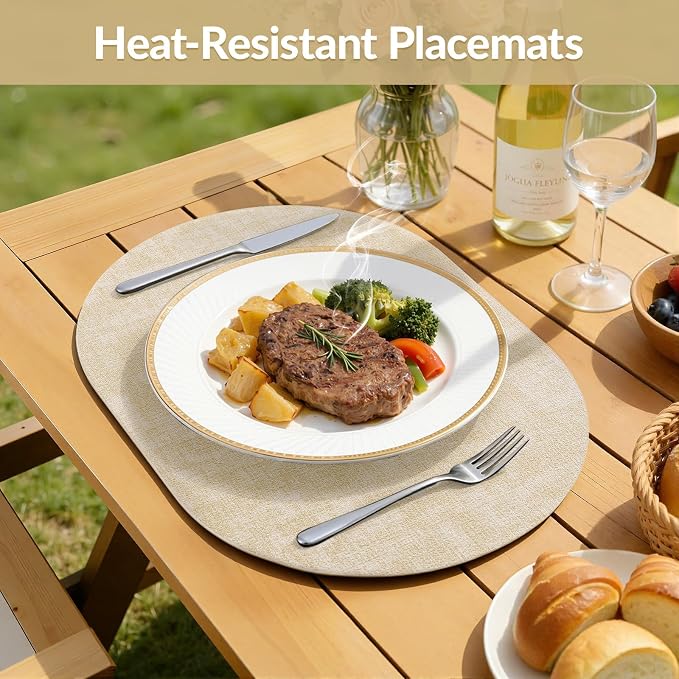 Placemats Set of 4, 11.8 x 17 Inch, Waterproof Wipeable Reversible PU Placemat - Image 4