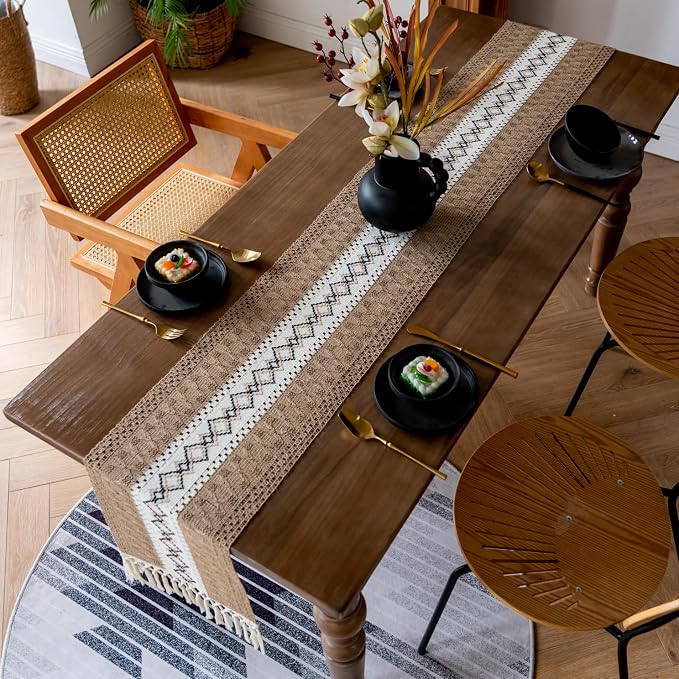 EMMTEEY Macrame Table Runner Boho Style 72 Inches Long, Scratch & Heat Resistant - Image 7