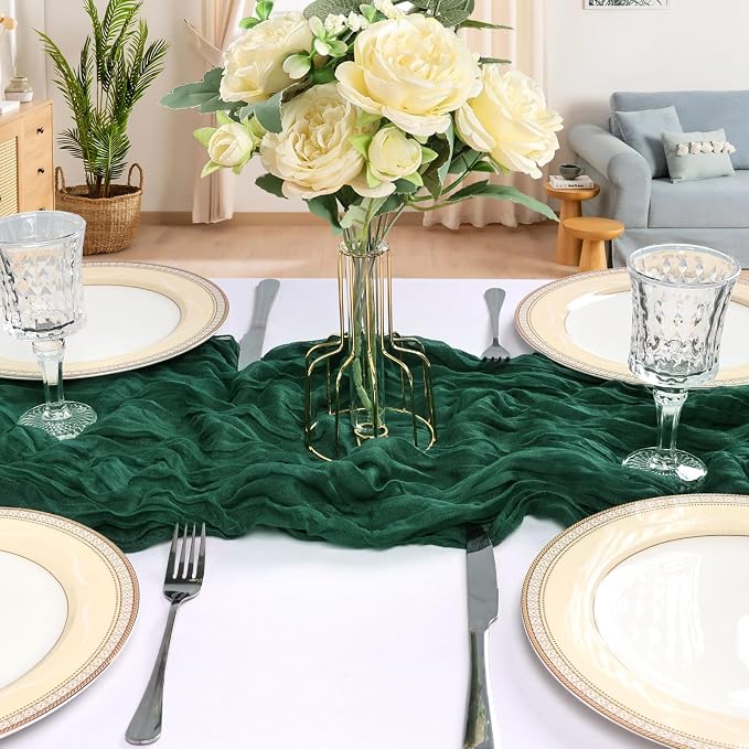 12 Pack 10Ft Emerald Green Cheesecloth Table Runner 23 x 120 Inch | Gauze - Image 4