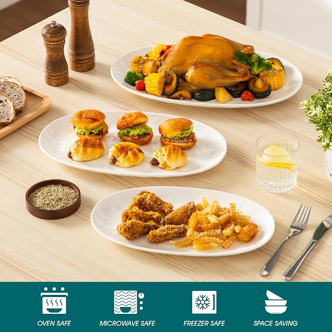 vancasso Ceramic Serving Platters Set of 3, Oval 16/14.7/13.5 Inch Porcelain - Image 4