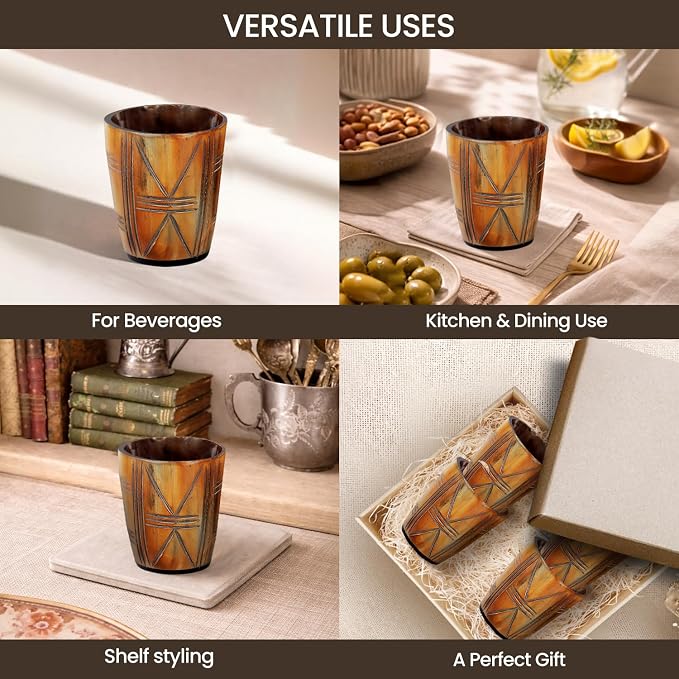 Handicrafts Home Viking Horn Shot Glasses Set of 12, Rustic Viking Drinkware - Image 4