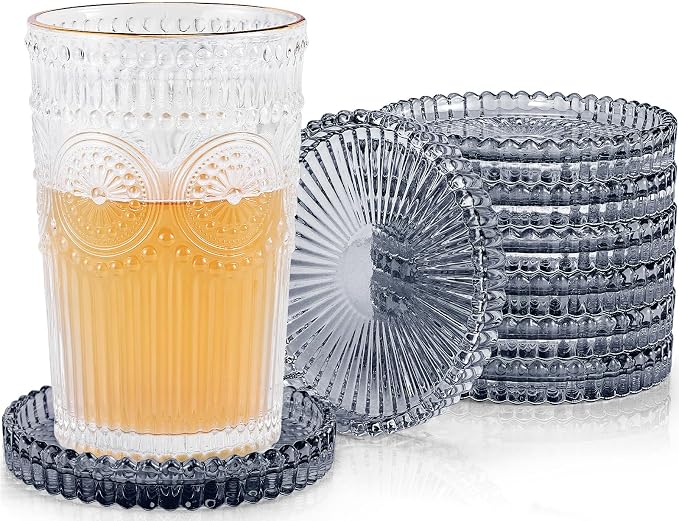 Modern Clear Glass Coasters Set of 8, Cute Coasters Table Mats by GOHDODD