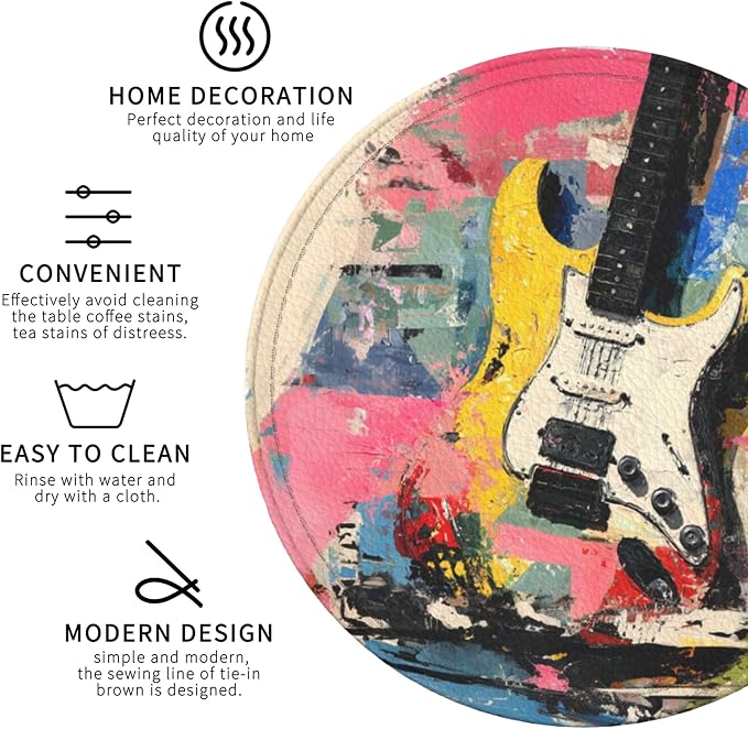Musical Coasters Leather Round Drink Coasters 6 Pcs Set - Image 3
