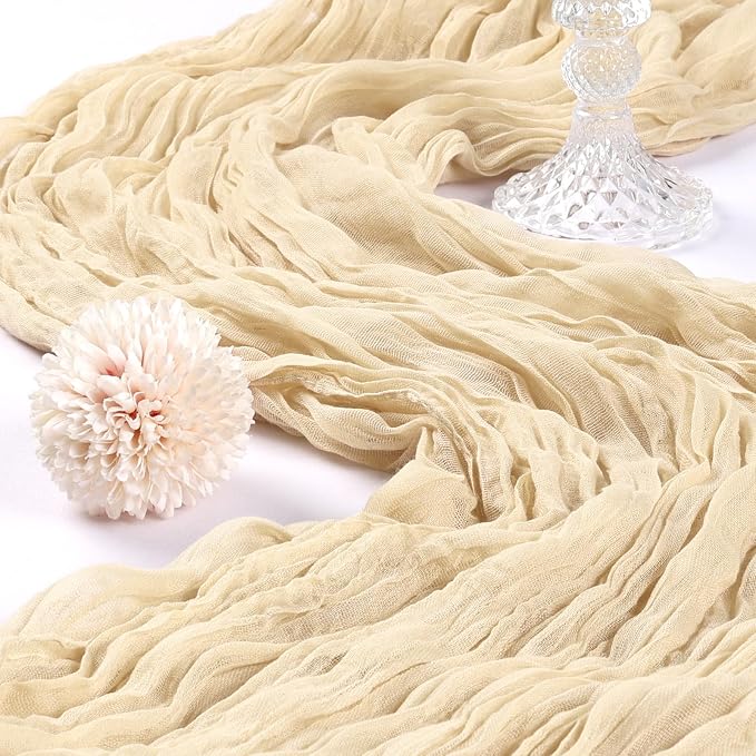 12 Pack 10Ft Beige Cheesecloth Table Runner 23 x 120 Inch | Gauze Rustic Boho - Image 3