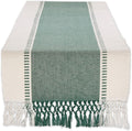 DII Dobby Stripe Table Runner, 13x72 Dark Green & Cream Background | Woven by DII