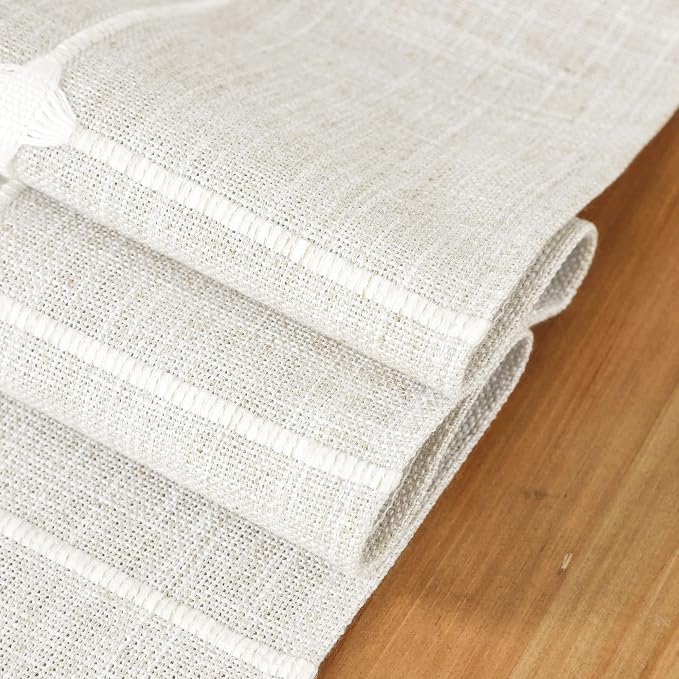 NEWISHER Rustic Embroidered Plaid Cloth Table Runner 60 inches, Farmhouse - Image 5