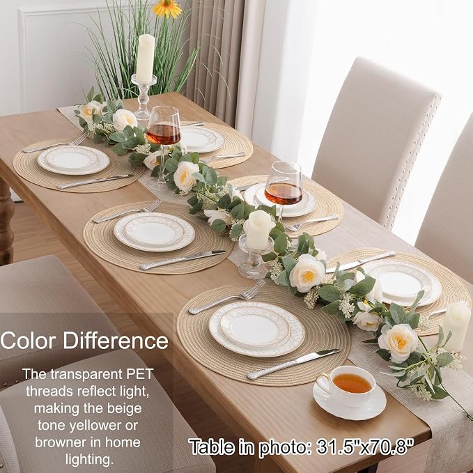SHACOS Round Braided Placemats Set of 8 Cotton Fabric Round Table Mats Non Slip - Image 6