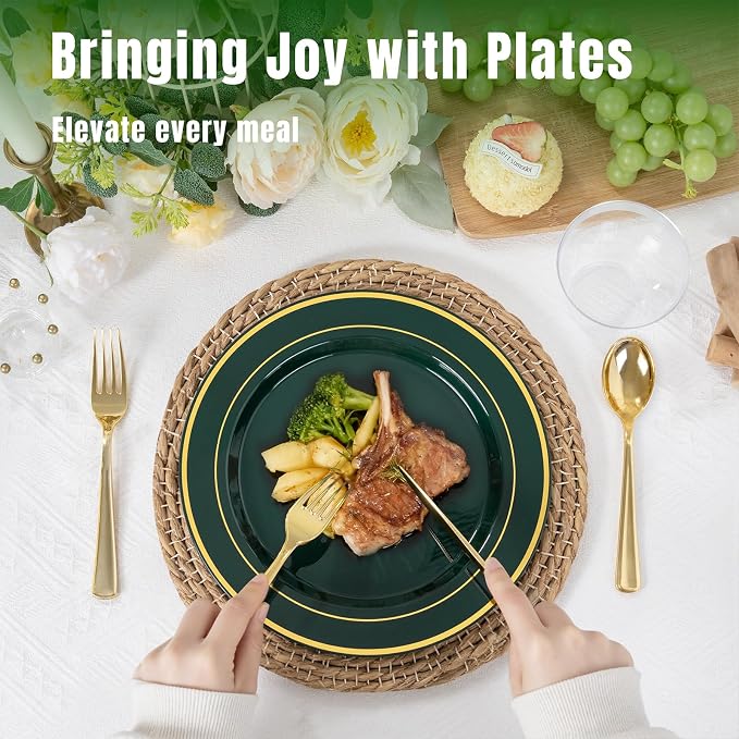 350PCS Green and Gold Plates - Image 2