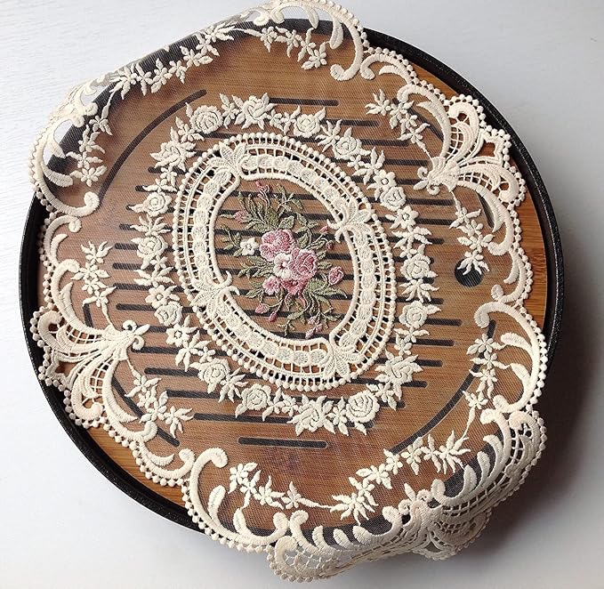 2Pack Retro Lace Placemats, French Crochet Doilies, Handmade Embroidered Table - Image 3