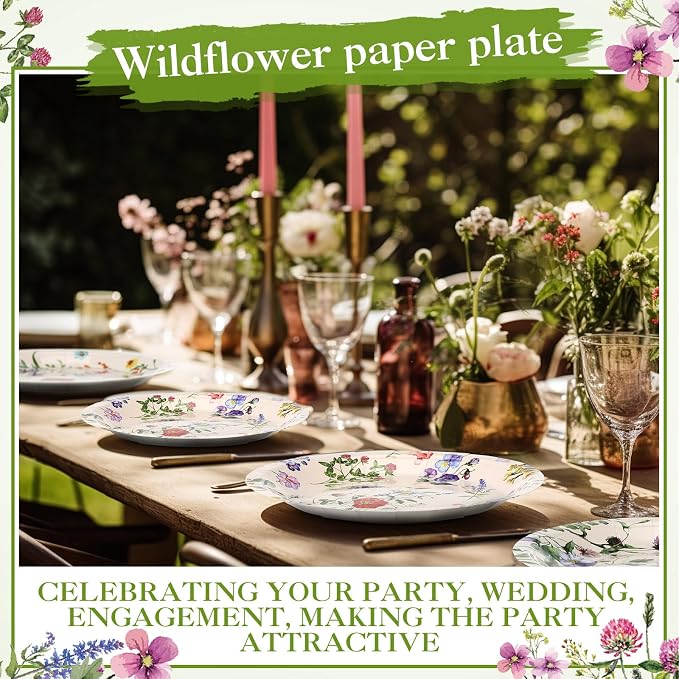 120 Pcs Vintage Wild Floral Paper Plates 7 Inch Floral Plates, Fall Summer - Image 5