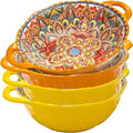 XKXKKE 4 Pack Boho Ceramic Serving Bowls by XKXKKE