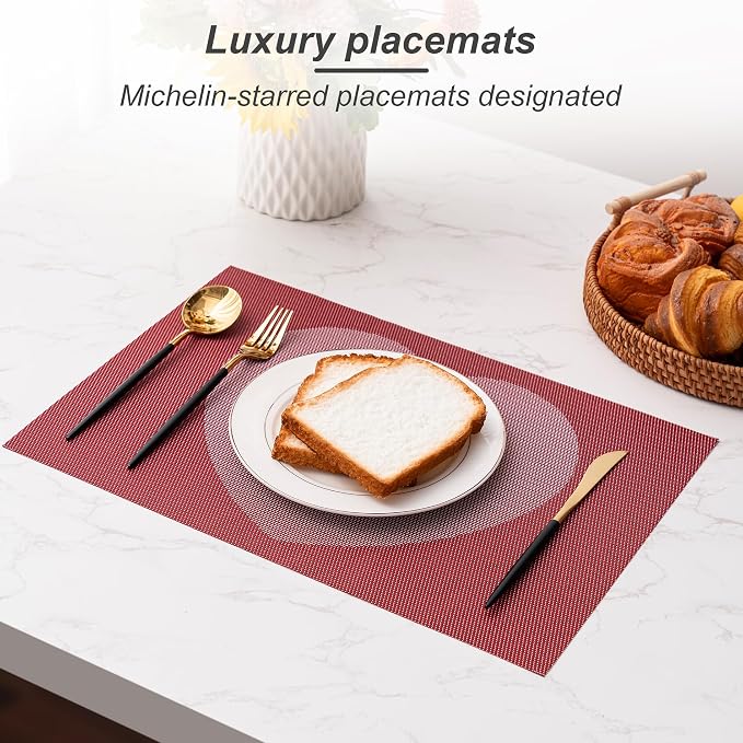 Placemats Set of 6 Washable Indoor | Outdoor Vinyl Place Mats - Image 6