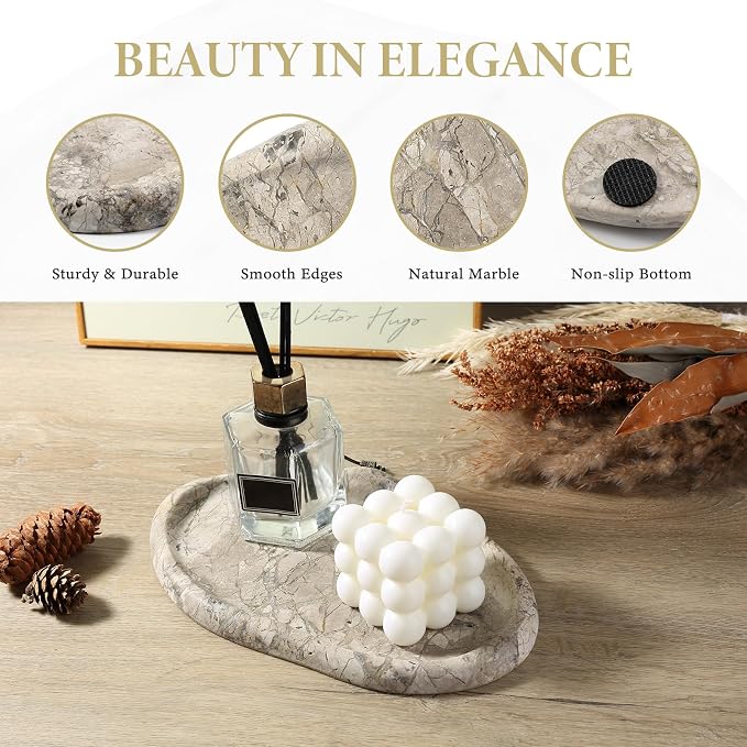 Marble Vanity Tray for Bathroom, Cloud Shape Stone Key Tray | 10" x 7" Marble - Image 2