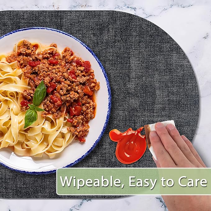 Placemats Set of 12 Washable, Heat Resistant Table Placemats Wipeable Faux - Image 7