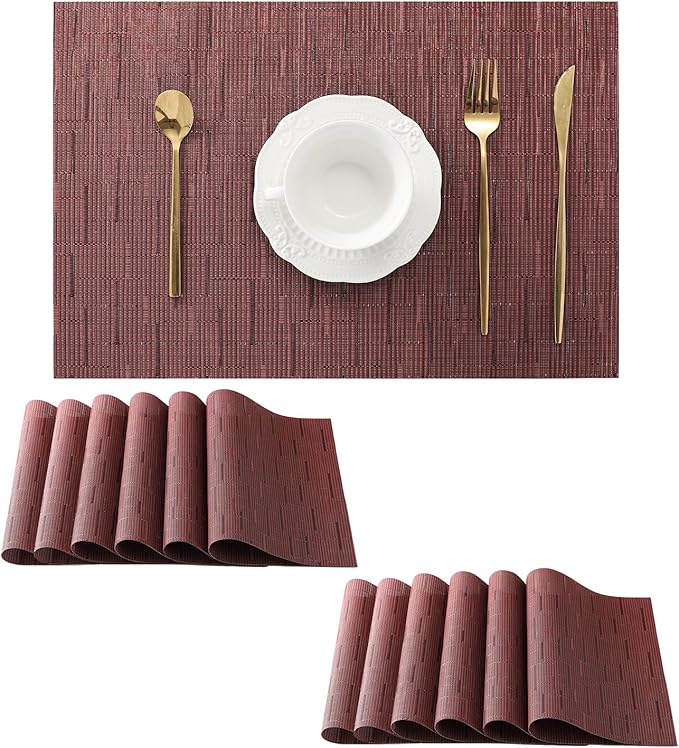Leetaltree Burgundy Placemats Set of 12 by Leetaltree-ArtatEveryTable