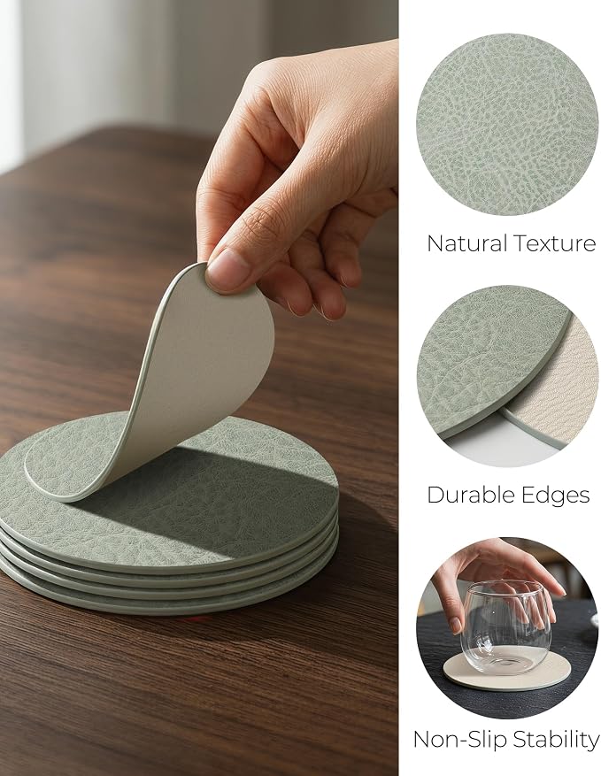 Leetaltree Reversible Leather Coasters Set of 12 - Image 4