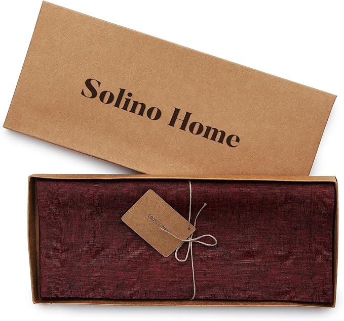 Solino Home 100% Linen Dining Table Runner Red Woven, Athena 14 x 48 in | Table - Image 6