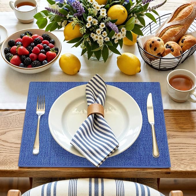 Faux Leather Heat Resistant Placemats 4 Packs, Waterproof Wipeable Dining PU - Image 8