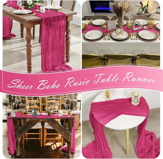 30 Pack Hot Pink Cheesecloth Table Runner 17 x 108 inch Cheese Cloth Table - Image 7