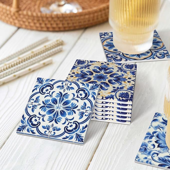 Coasters Set of 6, Coasters for Drinks Absorbent Stone - Image 8