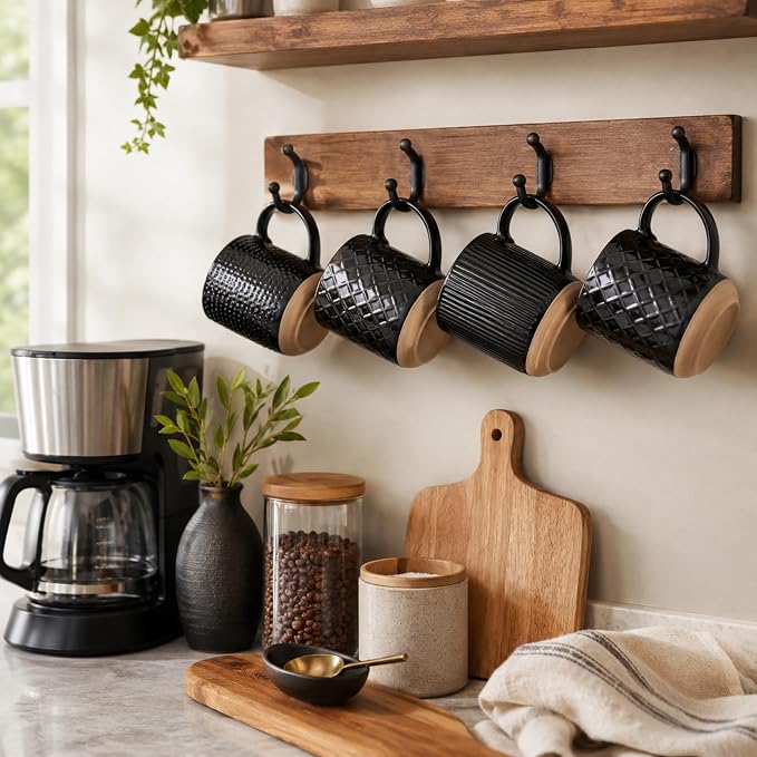 GBhome Coffee Mugs Set of 4, 16 oz Black Coffee Cups - Image 8