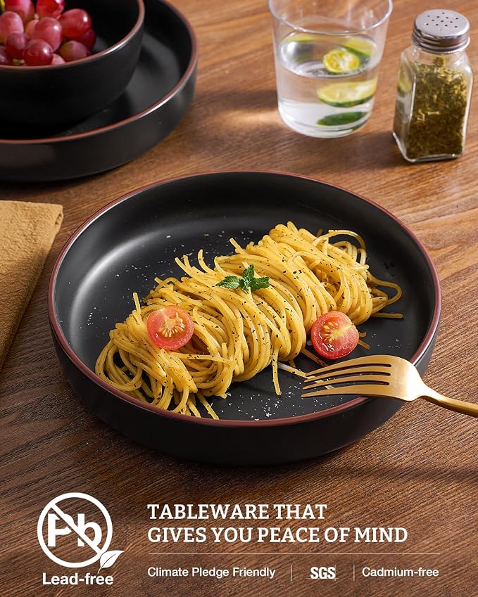famiware Mercury Pasta Bowls Set of 4, 33 oz Large Salad Bowls, Lead-free and - Image 3