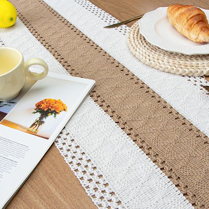 Boho Table Runner for Fall Home Decor 12x72 Farmhouse Woven Runner | 72 Inches - Image 5