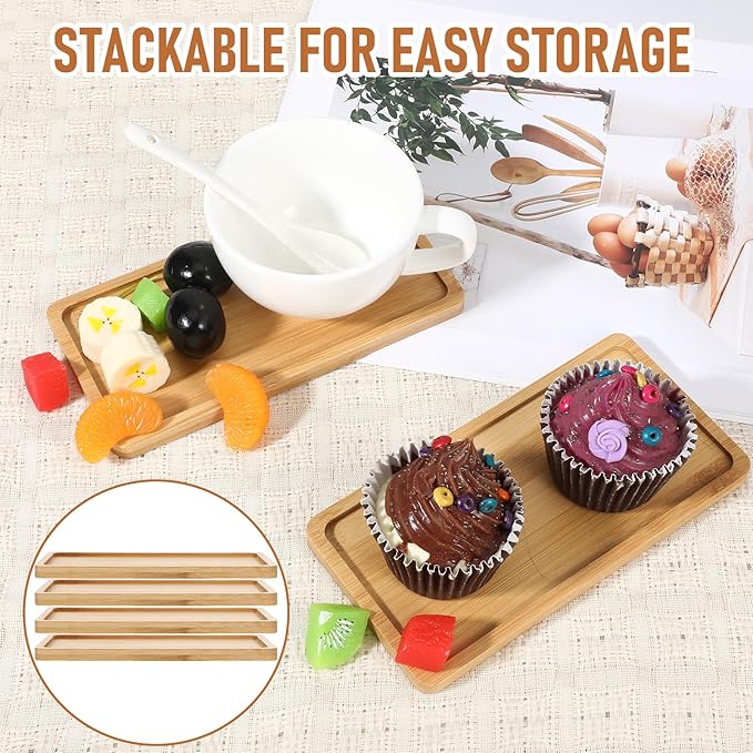 16 PCS Small Bamboo Tray, Bamboo Vanity Tray - Image 6