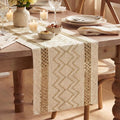 Artoid Mode Burlap Brown Stripe Diamond Woven Table Runner 12x90 Inch | Holiday by ArtoidMode