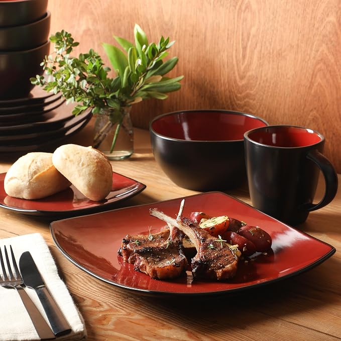Gibson Elite Soho Lounge Square 16-Piece Dinnerware Set, Service - Image 6