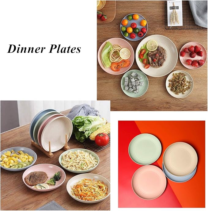 CAMBUY Wheat Straw Plates 4 Pack 10 Inch Extra Large Plate Set | Unbreakable - Image 2