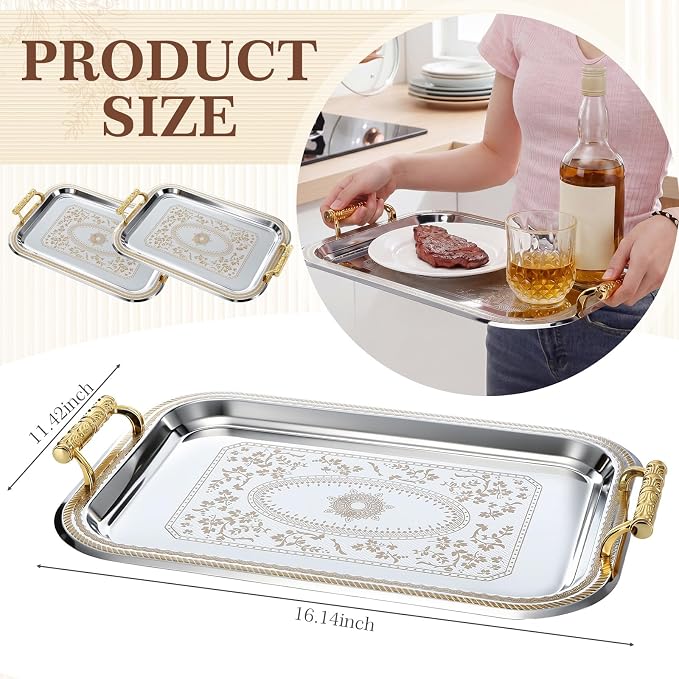 4 Pack Stainless Steel Serving Tray - Image 3