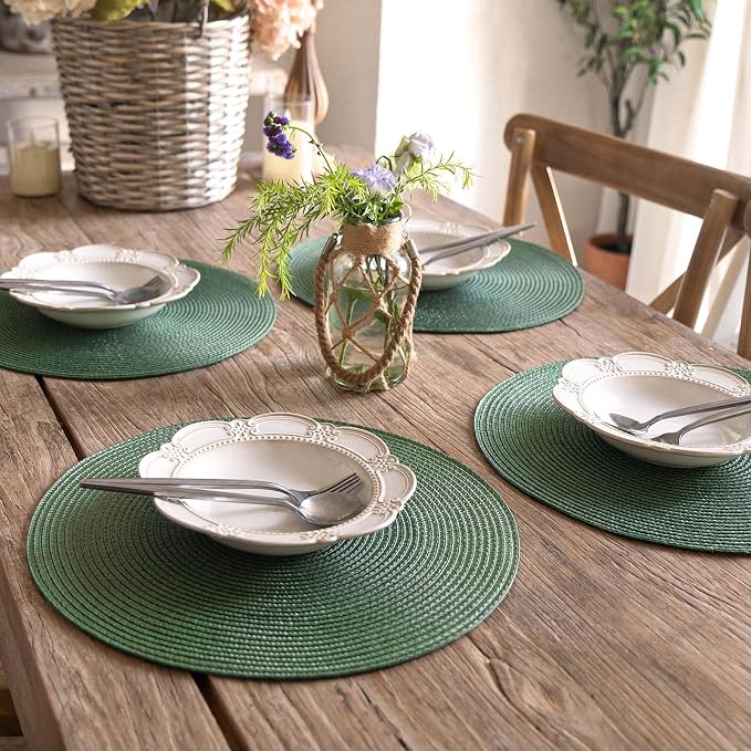 FunWheat Round Braided Placemats Set of 6 Table Mats - Image 7