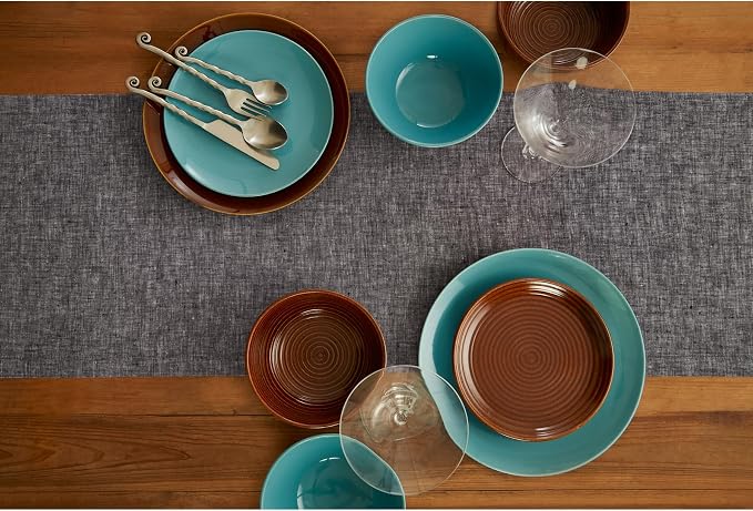 Solino Home 100% Pure Linen Table Runner Black Long, Athena 14 x 108 in | Table - Image 3