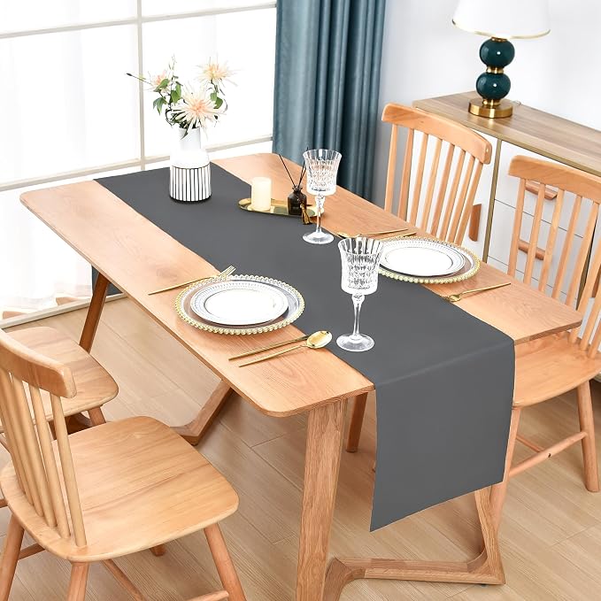 Wolkemer Farmhouse Grey Table Runner Dining Table Runners 72 Inches Long | - Image 2