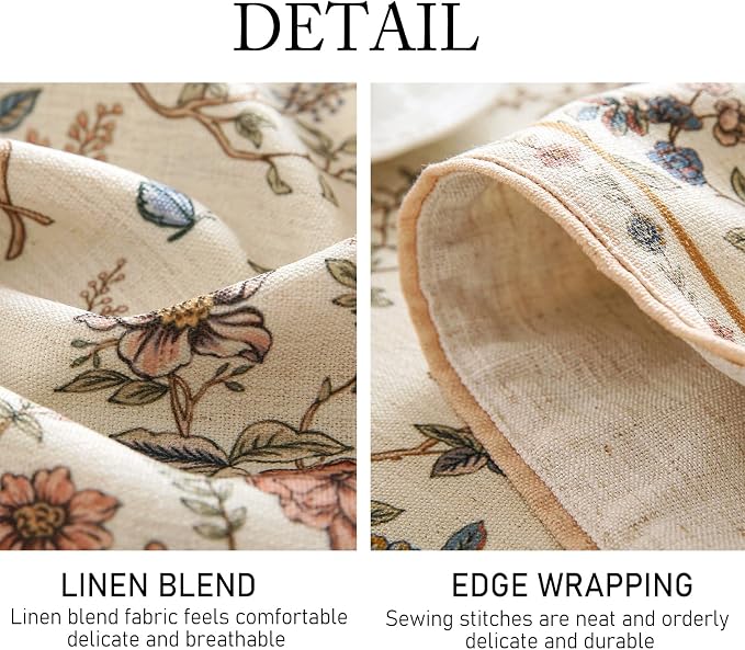 Designer French Linen Long Table Runner, Floral Bird Pattern, Dining Table - Image 5