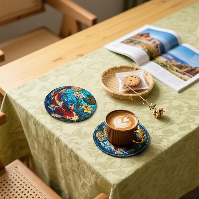 Fish Coasters Leather Round Drink Coasters 6 Pcs Set - Image 5