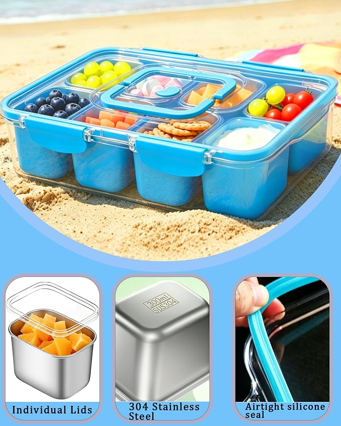 Snackle Box Container, Stainless Steel Divided Serving Tray - Image 4