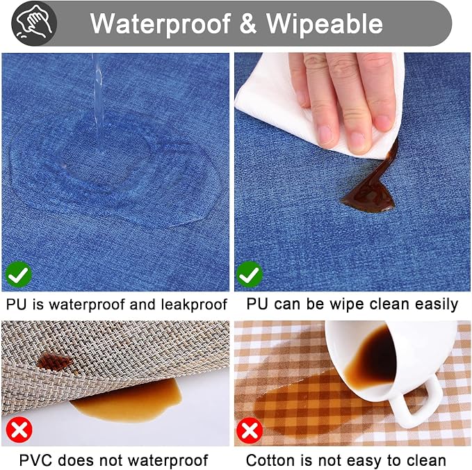 Faux Leather Heat Resistant Placemats 4 Packs, Waterproof Wipeable Dining PU - Image 4