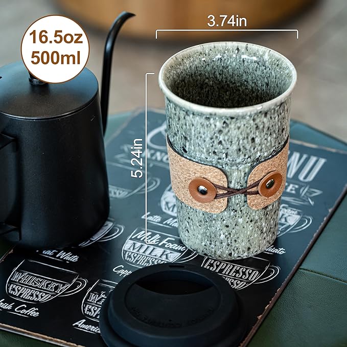 Ceramic Coffee Travel Mug Tea Cups - Image 2