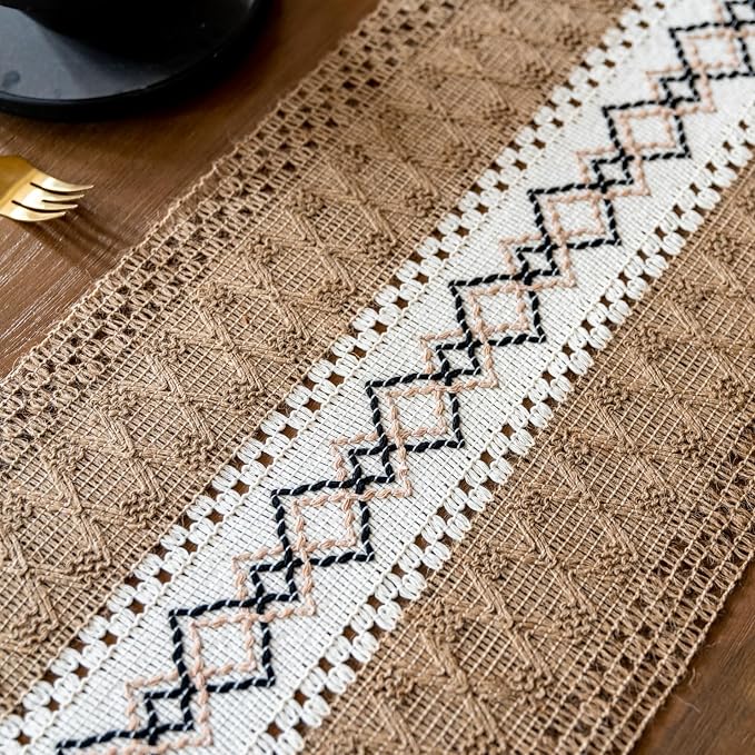 EMMTEEY Macrame Table Runner Boho Style 94 Inches Long, Scratch & Heat Resistant - Image 4