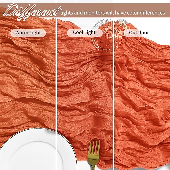 25 Pack Orange Cheesecloth Table Runner 17 x 108 Inch Gauze Table Runner Fabric - Image 4