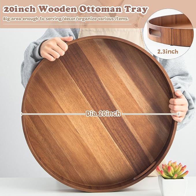20 Inch Ottoman Coffee Table Tray - Image 2