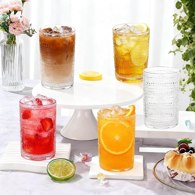 Vintage Hobnail Drinking Glasses Set of 6, 12 Oz Glass Cups - Image 2