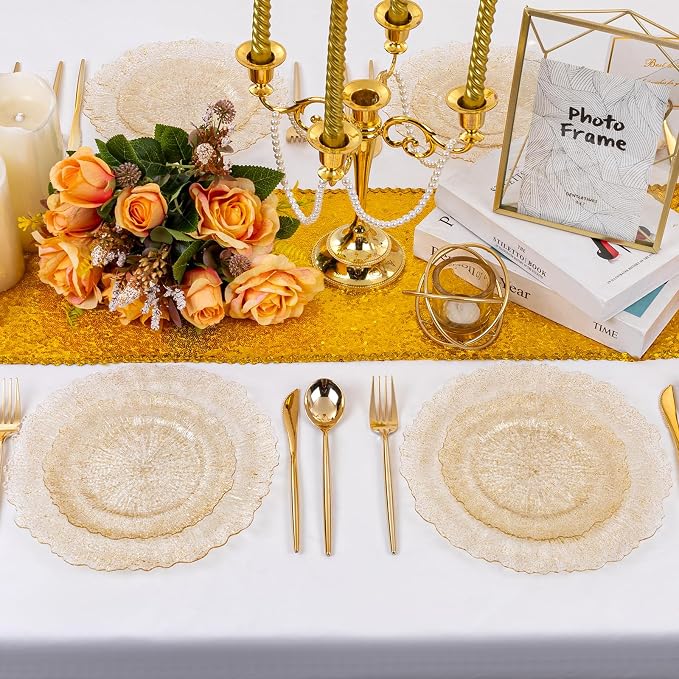 U-QE 60PCS Gold Plates for Party - Image 7