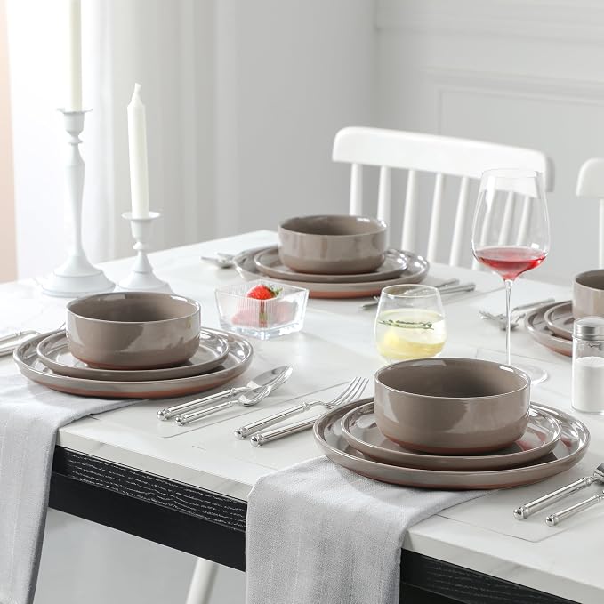 MALACASA Plates and Bowls Sets, 18 Pieces Modern Ceramic Dinnerware Set - Image 5