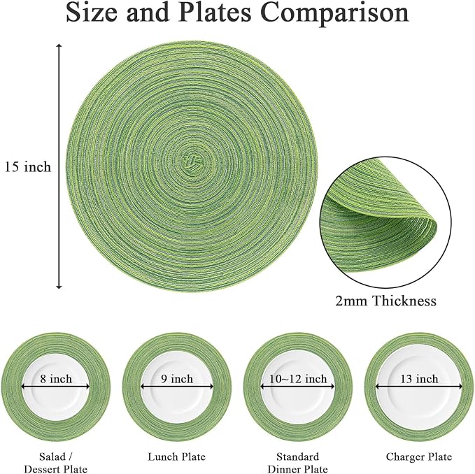 SHACOS Round Placemats Set of 4 Round Table Placemats Braided Cotton Place Mats - Image 3