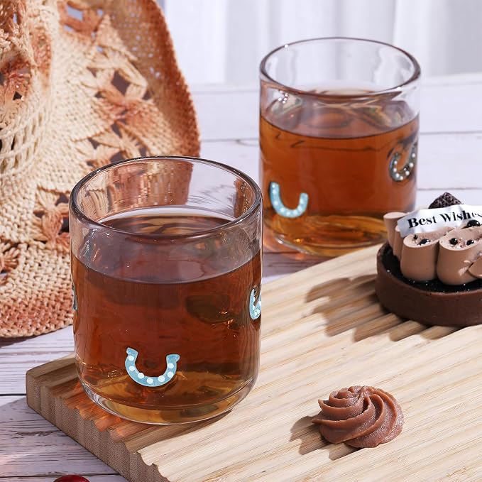 SiliFine 2 Pcs Horseshoe Icon Juice Glasses - 14oz Blue Horseshoe Stemless Wine - Image 4