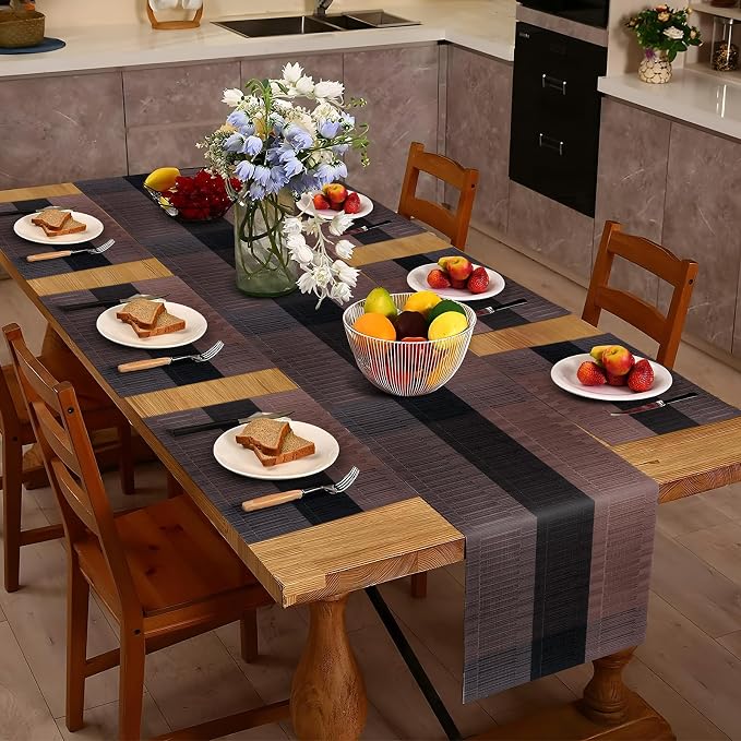 Aofmee Table Runner and Placemats Set of 6 Washable, Heat Resistant Place Mats - Image 2
